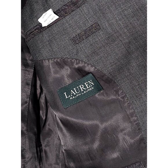 Lauren Ralph Lauren Men's Black/Dk Gray Suit Jacket Size 42 Regular Two-Button - Picture 8 of 16